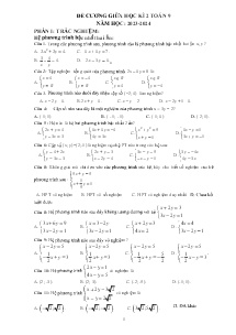 Đề cương ôn tập giữa học kì II Toán Lớp 9 - Năm học 2023-2024
