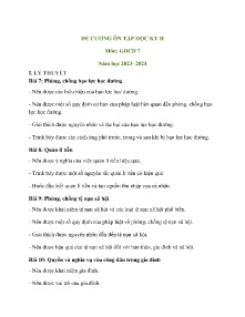 Đề cương ôn tập học kì II GDCD 7 - Năm học 2023-2024