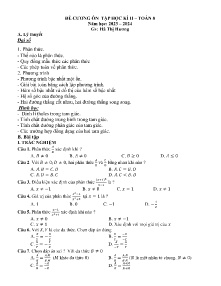 Đề cương ôn tập học kì II Toán 8 - Năm học 2023-2024 - Hà Thị Hương
