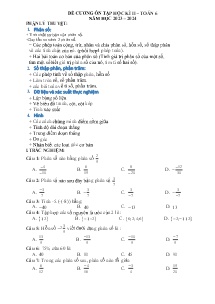 Đề cương ôn tập học kì II Toán Lớp 6 - Năm học 2023-2024