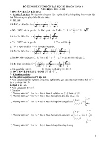 Đề cương ôn tập học kì II Toán Lớp 9 - Năm học 2023-2024