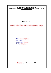 Đề cương ôn tập Vật lí 9 - Chuyên đề: Công và công suất của dòng điện - Năm học 2018-2019 - Nguyễn Thị Hoan