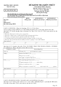 Đề kiểm tra vào lớp 10 THPT Tiếng Anh (Chuyên) - Năm học 2015-2016 - Trường THPT Chuyên Nguyễn Huệ (Có đáp án)