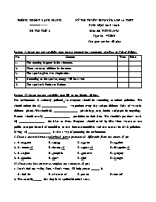 Đề thi thử tuyển sinh vào lớp 10 THPT Tiếng Anh - Đề thi thử 2 - Năm học 2015-2016 - PGD Lạng Giang