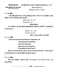 Đề thi thử vào lớp 10 THPT Ngữ văn - Năm học 2012-2013 - PGD Thành phố Bắc Giang (Có đáp án)