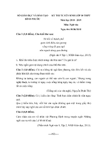 Đề thi tuyển sinh Lớp 10 THPT Ngữ văn 10 - Năm học 2018-2019 - Sở GD&ĐT Bình Phước (Có đáp án)