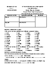 Đề thi tuyển sinh lớp 10 THPT Tiếng Anh (Chuyên) - Năm học 2013-2014 - Sở GD&ĐT Hà Nam (Có đáp án)