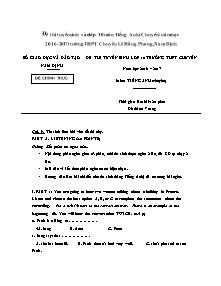 Đề thi tuyển sinh lớp 10 THPT Tiếng Anh (Chuyên) - Năm học 2016-2017 - Sở GD&ĐT Nam Định