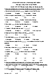Đề thi tuyển sinh lớp 10 THPT Tiếng Anh - Năm học 2014-2015 (Có đáp án)