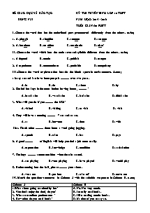 Đề thi tuyển sinh lớp 10 THPT Tiếng Anh - Năm học 2015-2016 - Sở GD&ĐT Đồng Nai (Có đáp án)