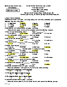Đề thi tuyển sinh vào lớp 10 THPT Tiếng Anh (Chung) - Năm học 2016-2017 - Sở GD&ĐT Bình Phước (Có đáp án)