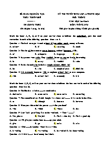 Đề thi tuyển sinh vào lớp 10 THPT Tiếng Anh - Năm học 2015-2016 - Sở GD&ĐT Thừa Thiên Huế (Có đáp án)
