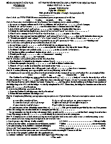 Đề thi tuyển sinh vào lớp 10 THPT Tiếng Anh - Năm học 2015-2016 - Sở GD&ĐT Bình Định (Có đáp án)