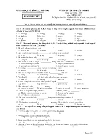 Đề thi tuyển sinh vào lớp 10 THPT Tiếng Anh - Năm học 2016-2017 - Sở GD&ĐT Phú Thọ (Có đáp án)