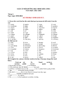 Giáo án bồi dưỡng HSG Tiếng Anh 6 - Tháng 2 - Năm học 2023-2024