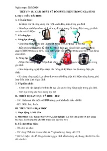 Giáo án Công nghệ 6 - Tiết 17+18: Khái quát về đồ dùng điện trong gia đình - Năm học 2023-2024