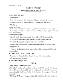 Giáo án Công nghệ 6 - Tiết 22+23, Bài 12: Nồi cơm điện - Năm học 2023-2024