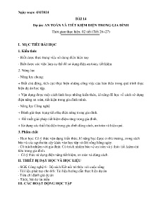 Giáo án Công nghệ 6 - Tiết 26+27, Bài 14: An toàn và tiết kiệm điện trong gia đình - Năm học 2023-2024