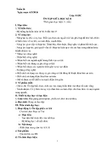 Giáo án Công nghệ 8 - Tuần 26: Ôn tập giữa học kì II - Năm học 2023-2024