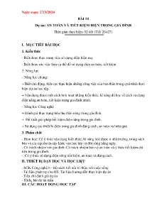 Giáo án Công nghệ Lớp 6 - Tiết 26+27, Bài 14: An toàn và tiết kiệm điện trong gia đình - Năm học 2023-2024