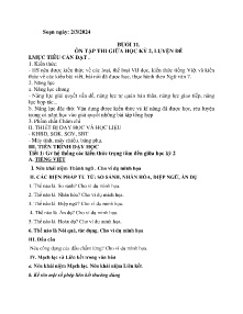 Giáo án dạy thêm Ngữ văn 7 - Buổi 11: Ôn thi giữa học kì II. Luyện đề - Năm học 2023-2024