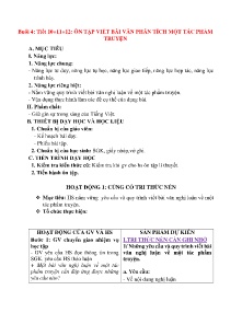 Giáo án dạy thêm Ngữ văn 8 - Buổi 4, Tiết 10-12: Ôn tập viết bài văn phân tích 1 tác phẩm truyện