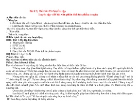 Giáo án dạy thêm Ngữ văn 8 - Tiết 34-36, Bài 12: Luyện tập viết bài văn phân tích tác phẩm truyện