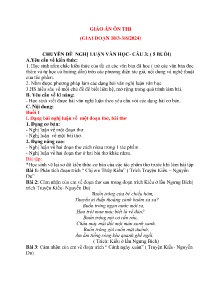 Giáo án dạy thêm Ngữ văn 9 - Chuyên đề 2: Nghị văn học câu 3