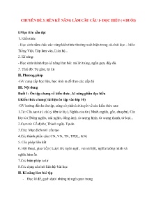 Giáo án dạy thêm Ngữ văn 9 - Chuyên đề 3: Rèn kĩ năng làm câu 1 đọc hiểu