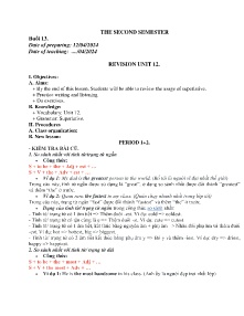 Giáo án dạy thêm Tiếng Anh 6 - Buổi 13: Revision unit 12 - Năm học 2023-2024