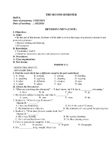 Giáo án dạy thêm Tiếng Anh 6 - Buổi 6: Revision unit 9 (Cont) - Năm học 2023-2024