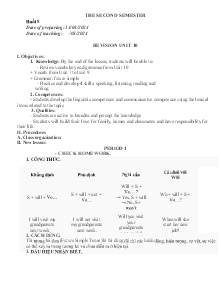 Giáo án dạy thêm Tiếng Anh 6 - Buổi 8: Revision unit 10 - Năm học 2023-2024