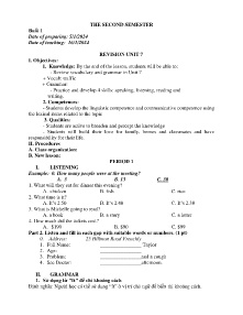 Giáo án Dạy thêm Tiếng Anh 7 - Buổi 1: Revision unit 7 - Năm học 2023-2024