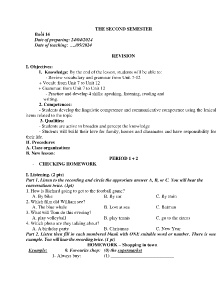 Giáo án Dạy thêm Tiếng Anh 7 - Buổi 14: Revision - Năm học 2023-2024