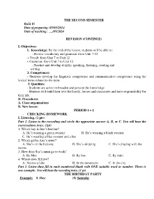 Giáo án Dạy thêm Tiếng Anh 7 - Buổi 15: Revision (Continue) - Năm học 2023-2024