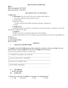 Giáo án Dạy thêm Tiếng Anh 7 - Buổi 2: Revision unit 7 (Continue) - Năm học 2023-2024