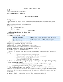Giáo án dạy thêm Tiếng Anh 9 - Buổi 11: Revision unit 11 - Năm học 2023-2024