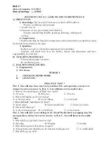 Giáo án Dạy thêm Tiếng Anh 9 - Buổi 13: Revision unit 12. Gerund and verb infinitive - Năm học 2023-2024