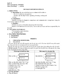 Giáo án Dạy thêm Tiếng Anh 9 - Buổi 15: Revision reported speech - Năm học 2023-2024