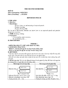 Giáo án dạy thêm Tiếng Anh 9 - Buổi 16: Reported speech - Năm học 2023-2024