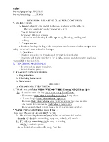 Giáo án Dạy thêm Tiếng Anh 9 - Buổi 6: Revision relative clauses (Continue) - Năm học 2023-2024