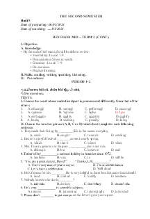 Giáo án dạy thêm Tiếng Anh 9 - Buổi 8: Revision mid-term 2 (Cont) - Năm học 2023-2024