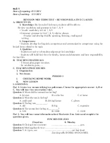 Giáo án Dạy thêm Tiếng Anh 9 - Buổi 8: Revision mid term test. Revision relative clauses - Năm học 2023-2024
