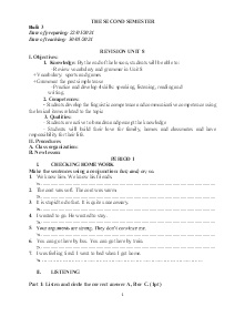 Giáo án dạy thêm Tiếng Anh Lớp 6 - Buổi 3: Revision unit 8 - Năm học 2023-2024