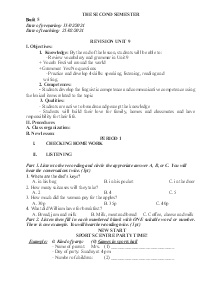 Giáo án Dạy thêm Tiếng Anh Lớp 7 - Buổi 5: Revision unit 9 - Năm học 2023-2024