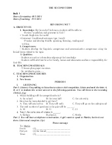 Giáo án Dạy thêm Tiếng Anh Lớp 9 - Buổi 1: Revision unit 7 - Năm học 2023-2024