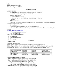 Giáo án Dạy thêm Tiếng Anh Lớp 9 - Buổi 5: Revision unit 9 - Năm học 2023-2024