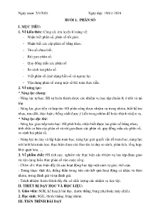 Giáo án dạy thêm Toán 6 - Buổi 1: Phân số - Năm học 2023-2024