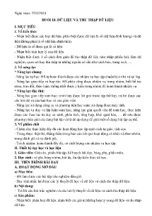 Giáo án dạy thêm Toán 6 - Buổi 10: Dữ liệu và thu thập dữ liệu - Năm học 2023-2024