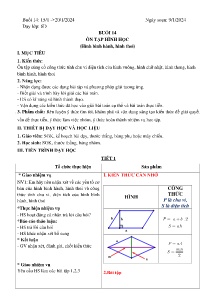 Giáo án dạy thêm Toán 6 - Buổi 14: Ôn tập Hình học (Hình bình hành, hình thoi) - Năm học 2023-2024